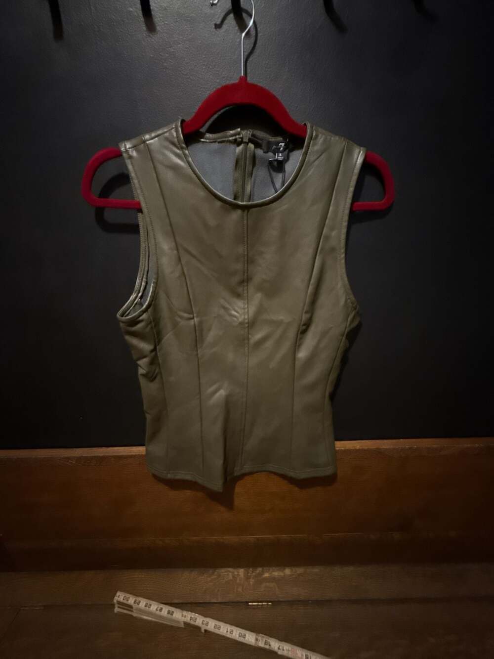 7 For All Mankind Faux Leather Tank Top Size S Green